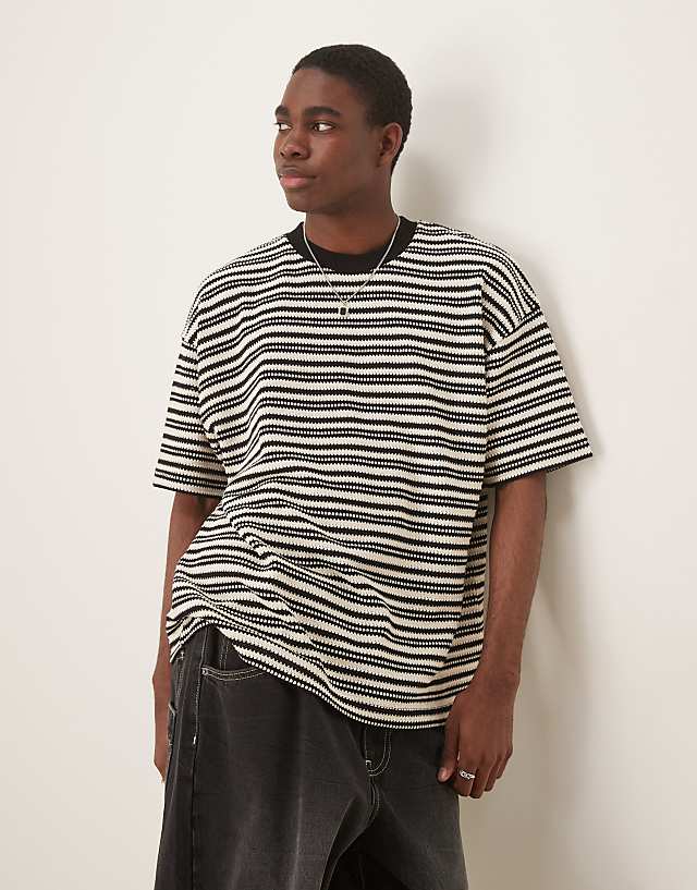 asos ASOS DESIGN oversized t-shirt in black and white texture