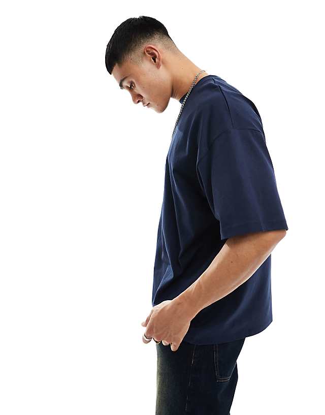 Asos ASOS DESIGN Oversized T-shirt In Navy With Paris Text Back Print