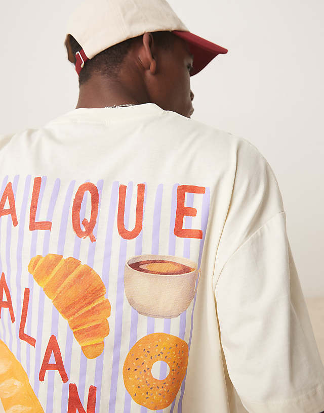 Asos ASOS DESIGN Oversized T-shirt With Back Graphic In Tofu