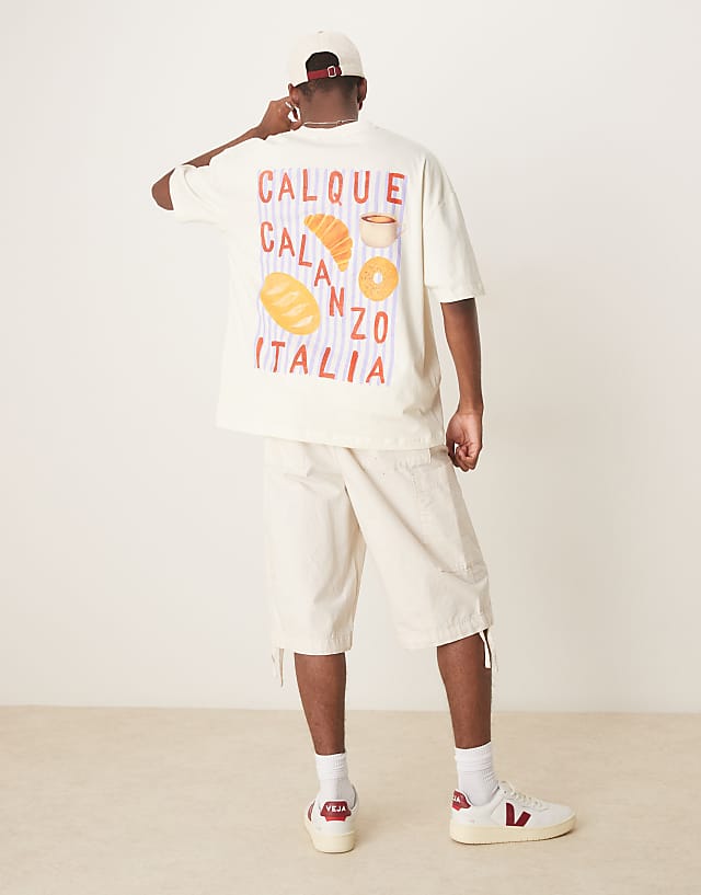 Asos ASOS DESIGN Oversized T-shirt With Back Graphic In Tofu