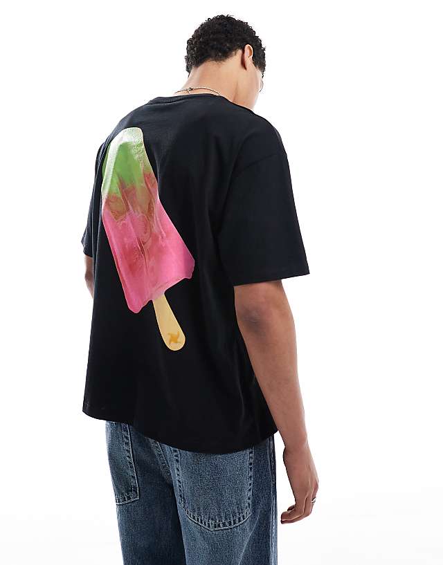 asos ASOS DESIGN oversized t-shirt with back print in black