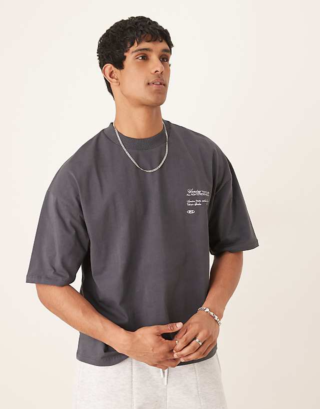 Asos ASOS DESIGN Oversized T-shirt With Back Print In Grey