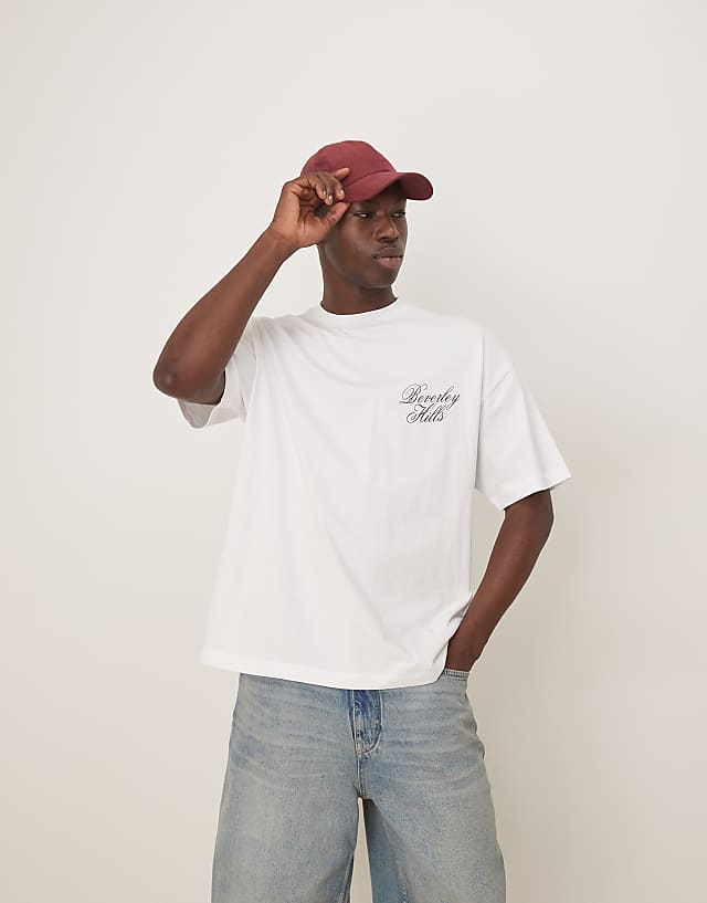 Asos ASOS DESIGN Oversized T-shirt With Beverly Hills Graphic In White