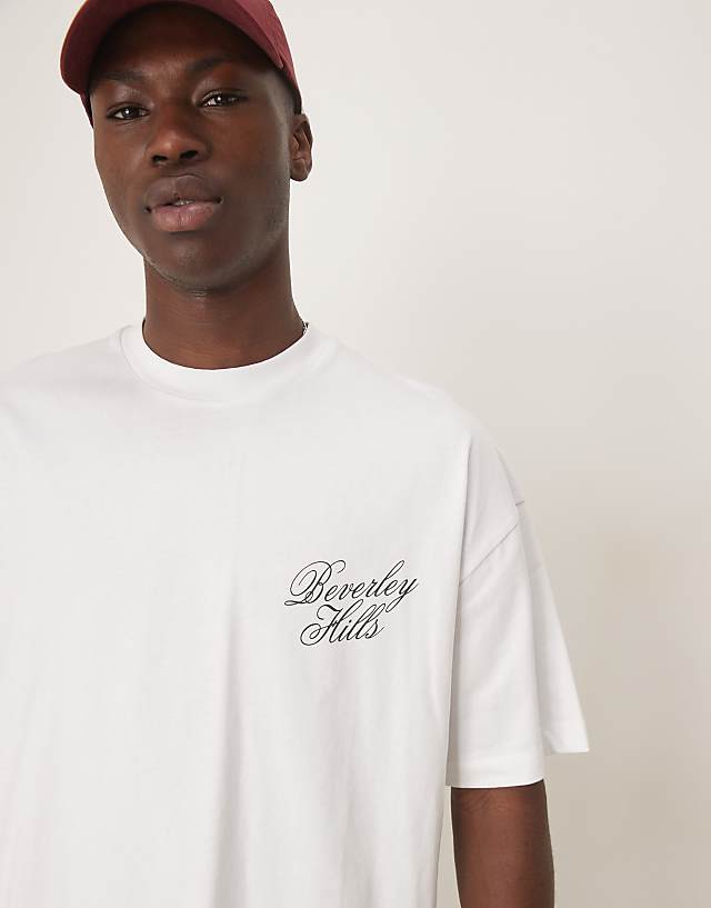 Asos ASOS DESIGN Oversized T-shirt With Beverly Hills Graphic In White