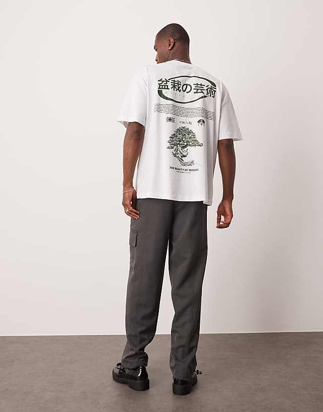 Asos ASOS DESIGN Oversized T-shirt With Bonsai Graphic In White