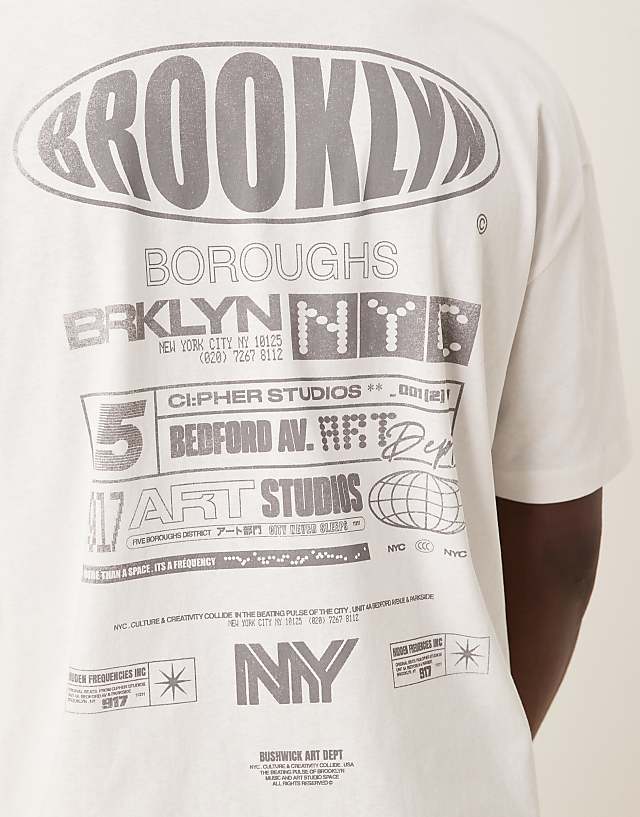 Asos ASOS DESIGN Oversized T-shirt With Brooklyn Print In White