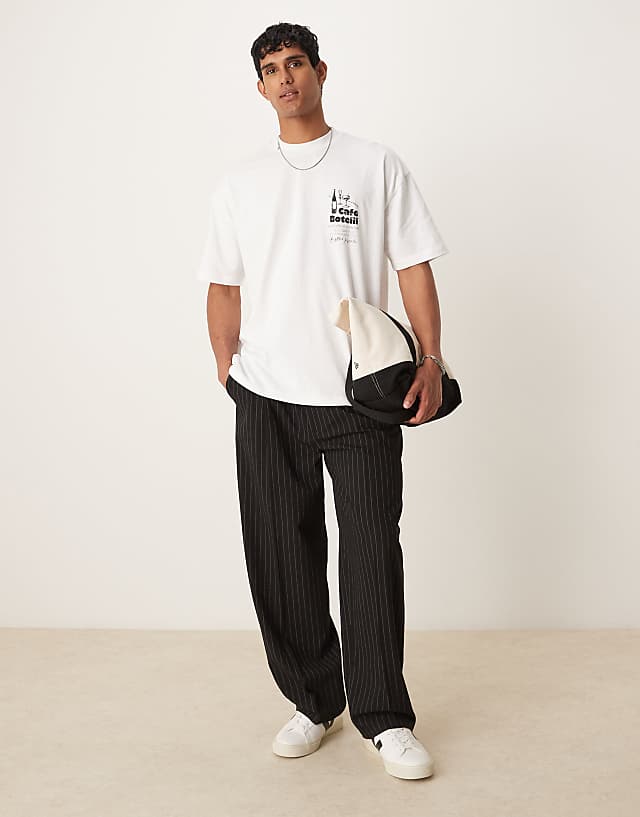 Asos ASOS DESIGN Oversized T-shirt With Cafe Graphic In White