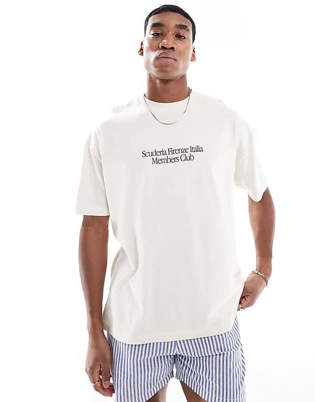 Asos ASOS DESIGN Oversized T-shirt With Car Graphic In Cream
