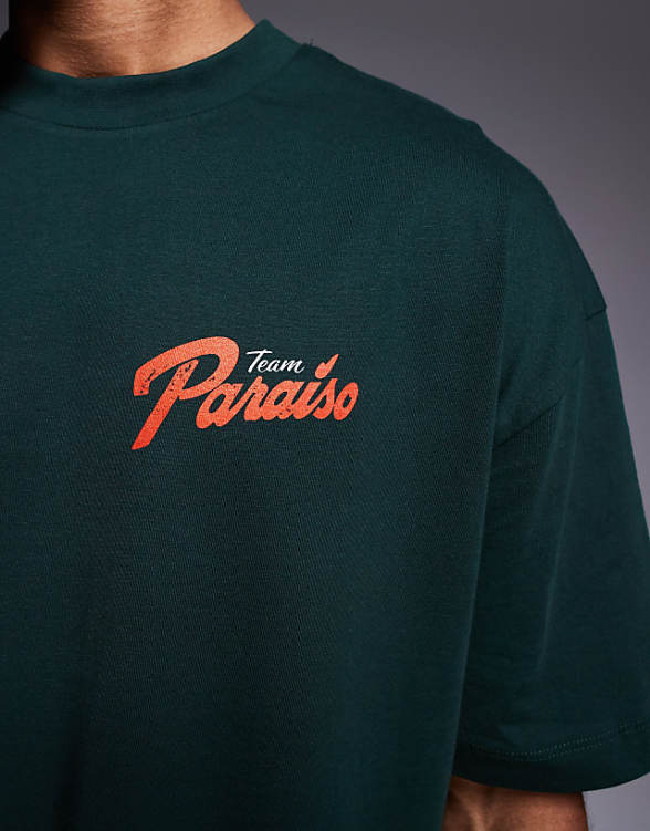Asos ASOS DESIGN Oversized T-shirt With Car Graphic In Dark Green