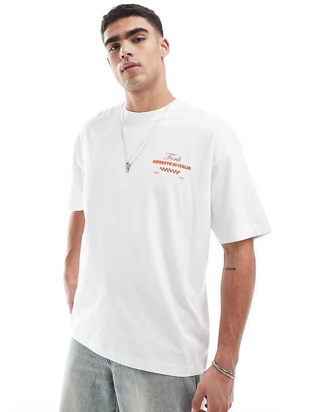 Asos ASOS DESIGN Oversized T-shirt With Cartoon Food Graphics In White