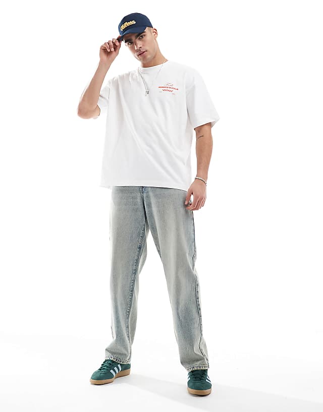 Asos ASOS DESIGN Oversized T-shirt With Cartoon Food Graphics In White