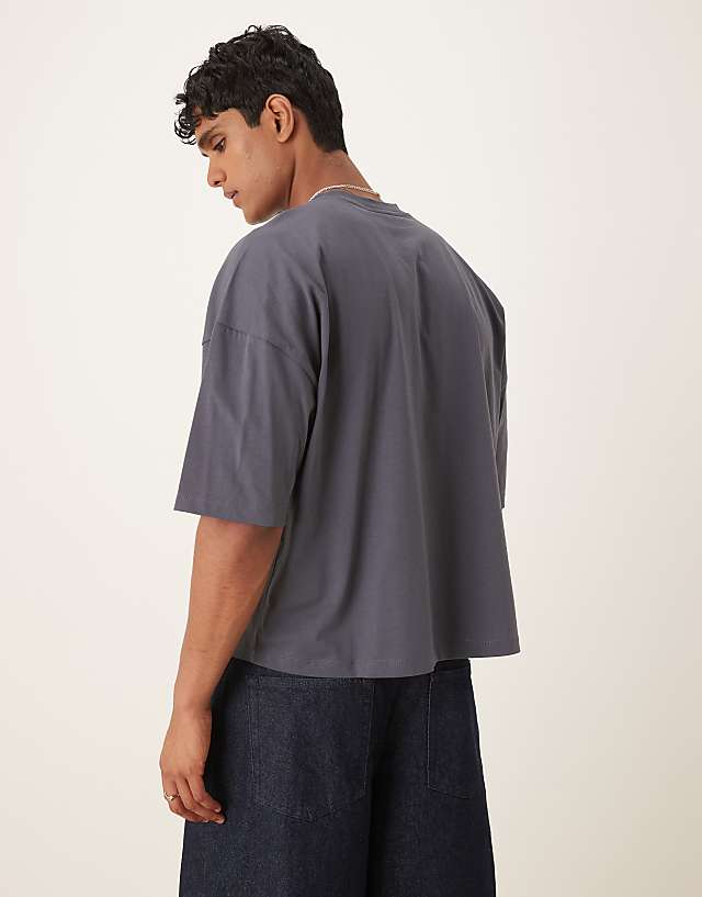 Asos ASOS DESIGN Oversized T-shirt With Chest Embroidery In Washed Black
