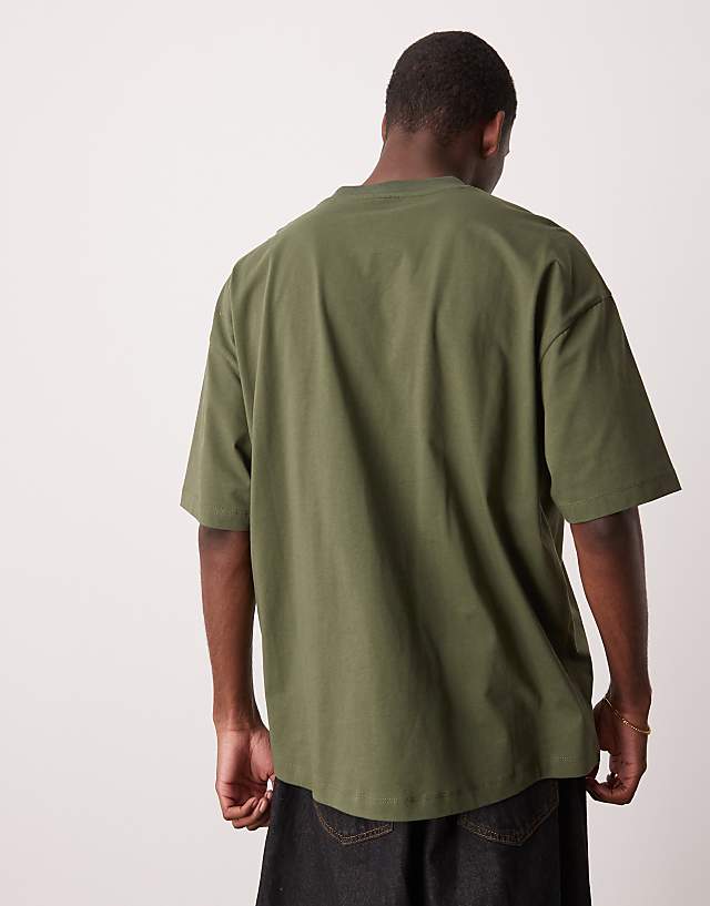 Asos ASOS DESIGN Oversized T-shirt With Chest Print In Khaki