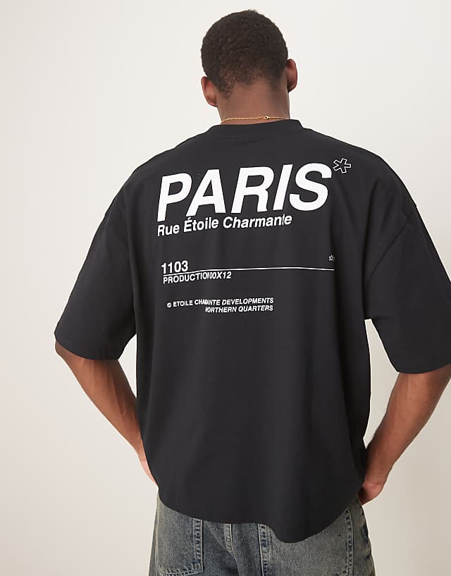 asos ASOS DESIGN oversized t-shirt with City graphic in black