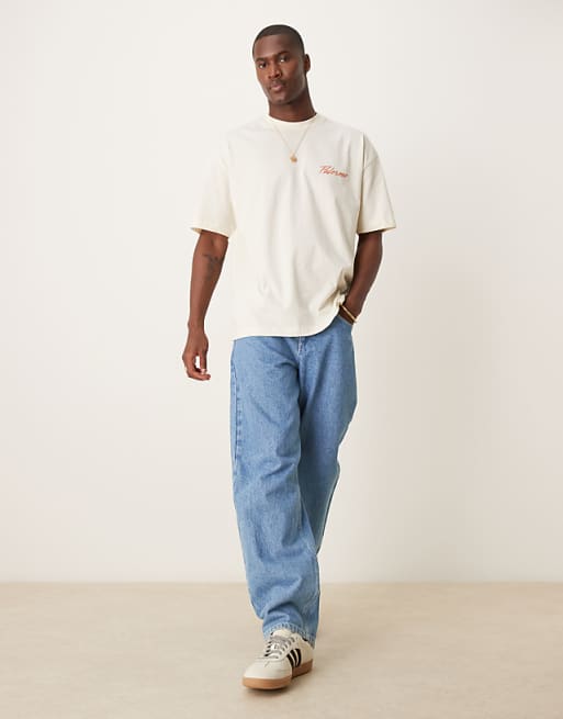 Asos ASOS DESIGN Oversized T-shirt With Drinks Graphic In Cream