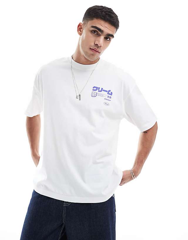 Asos ASOS DESIGN Oversized T-shirt With Drinks Graphic In White