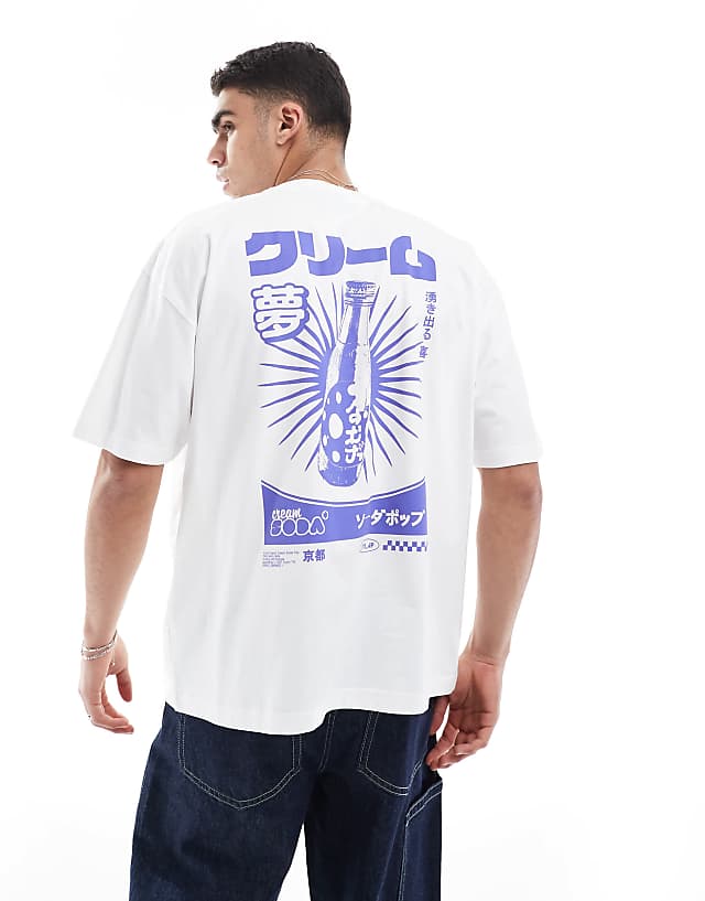 asos ASOS DESIGN oversized t-shirt with drinks graphic in white
