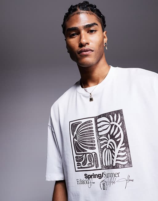 Asos ASOS DESIGN Oversized T-shirt With Floral Graphic In White
