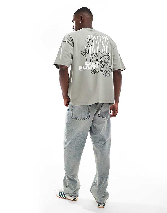Asos ASOS DESIGN Oversized T-shirt With Floral Graphic In Grey