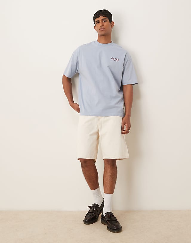 Asos ASOS DESIGN Oversized T-shirt With Floral Graphic In Light Blue