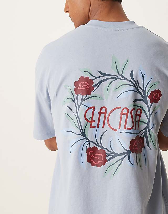 Asos ASOS DESIGN Oversized T-shirt With Floral Graphic In Light Blue