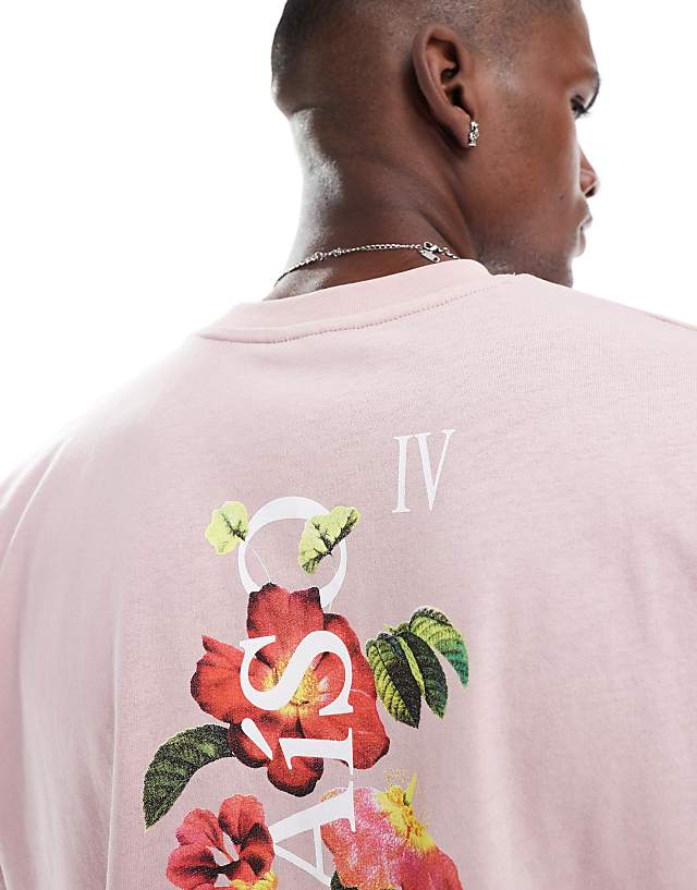 Asos ASOS DESIGN Oversized T-shirt With Floral Graphic In Light Pink