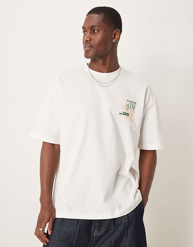 Asos ASOS DESIGN Oversized T-shirt With Floral Graphic In Cream