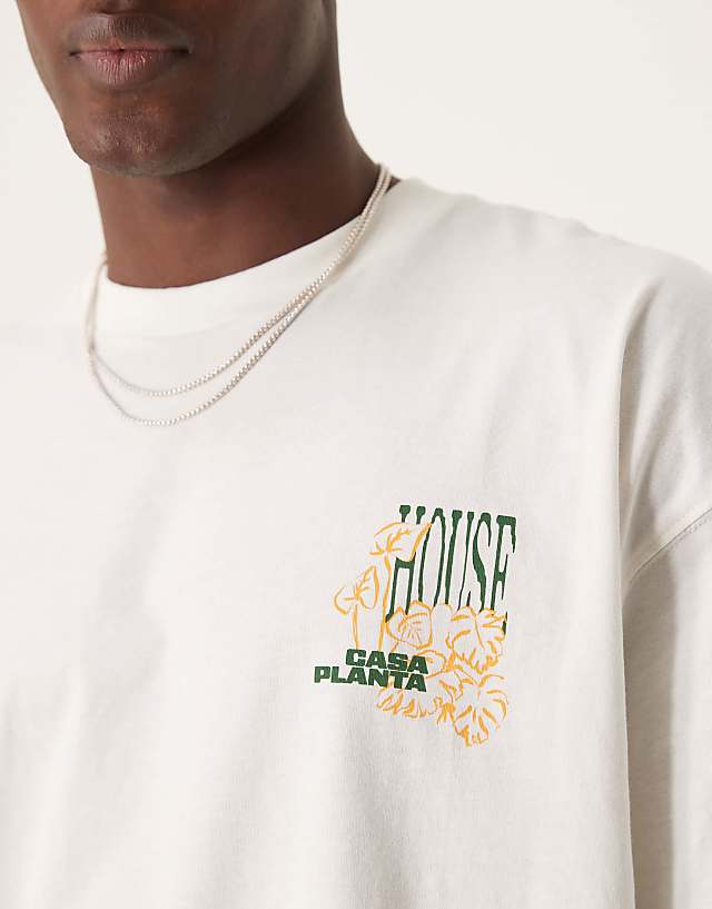 Asos ASOS DESIGN Oversized T-shirt With Floral Graphic In Cream