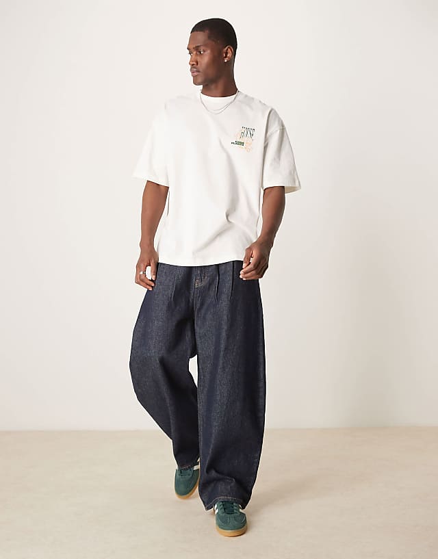 Asos ASOS DESIGN Oversized T-shirt With Floral Graphic In Cream