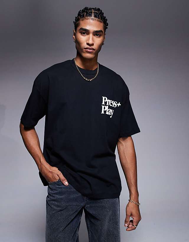 Asos ASOS DESIGN Oversized T-shirt With Front And Back Print In Black