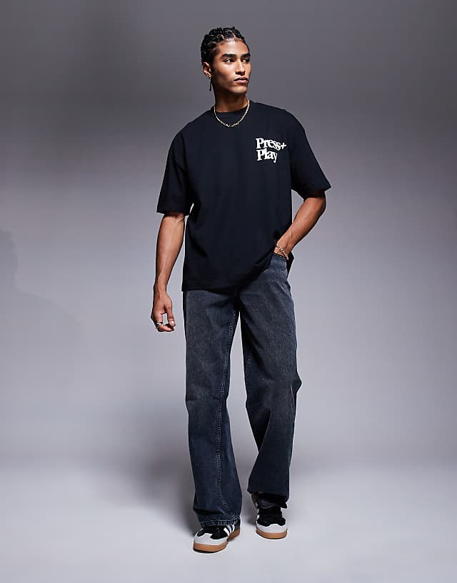 Asos ASOS DESIGN Oversized T-shirt With Front And Back Print In Black