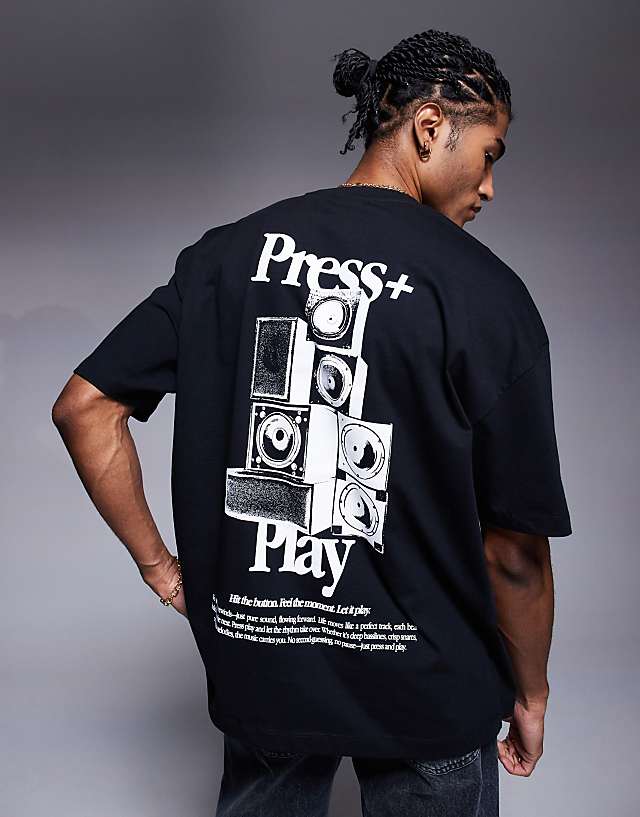 asos ASOS DESIGN oversized t-shirt with front and back print in black