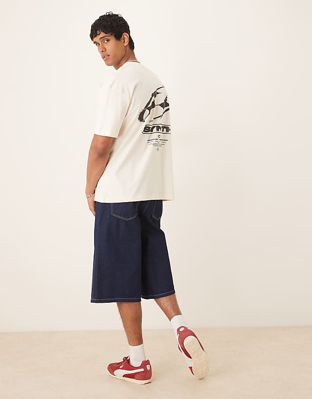 Asos ASOS DESIGN Oversized T-shirt With Front And Back Print In Tofu