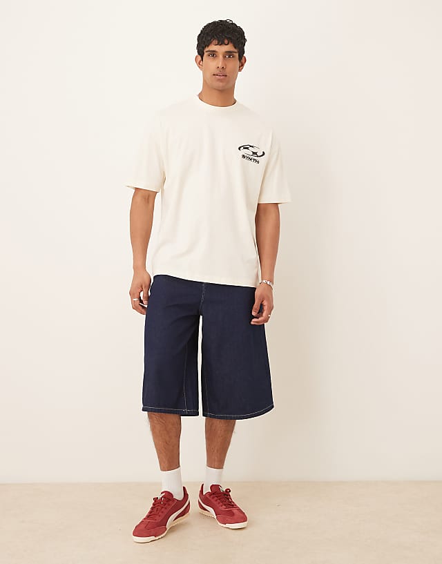Asos ASOS DESIGN Oversized T-shirt With Front And Back Print In Tofu
