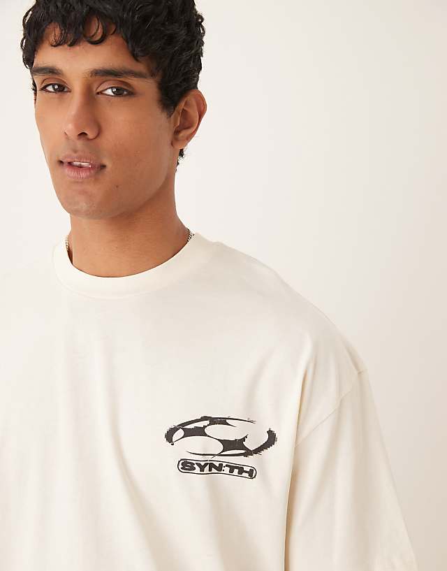 Asos ASOS DESIGN Oversized T-shirt With Front And Back Print In Tofu