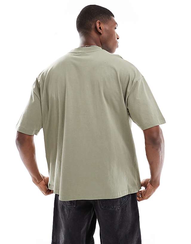 Asos ASOS DESIGN Oversized T-shirt With Front City Print In Light Khaki