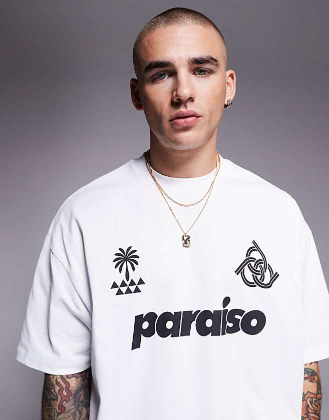 asos ASOS DESIGN oversized t-shirt with front print in white