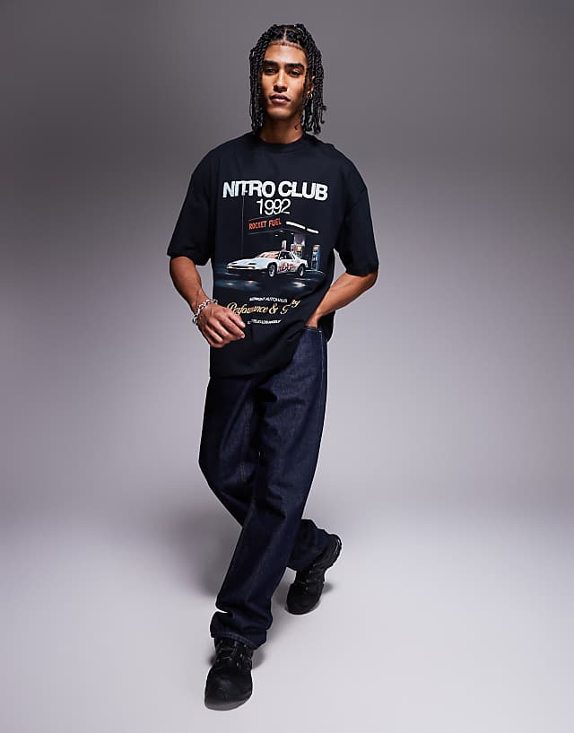 Asos ASOS DESIGN Oversized T-shirt With Front Print In Black