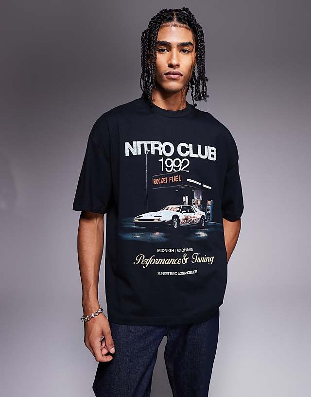 asos ASOS DESIGN oversized t-shirt with front print in black