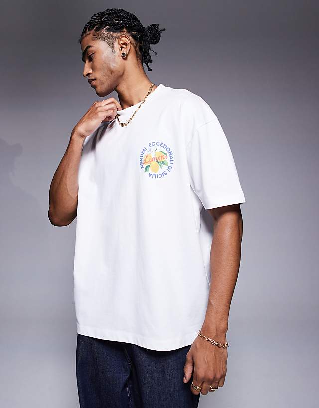 Asos ASOS DESIGN Oversized T-shirt With Fruit Graphic In White