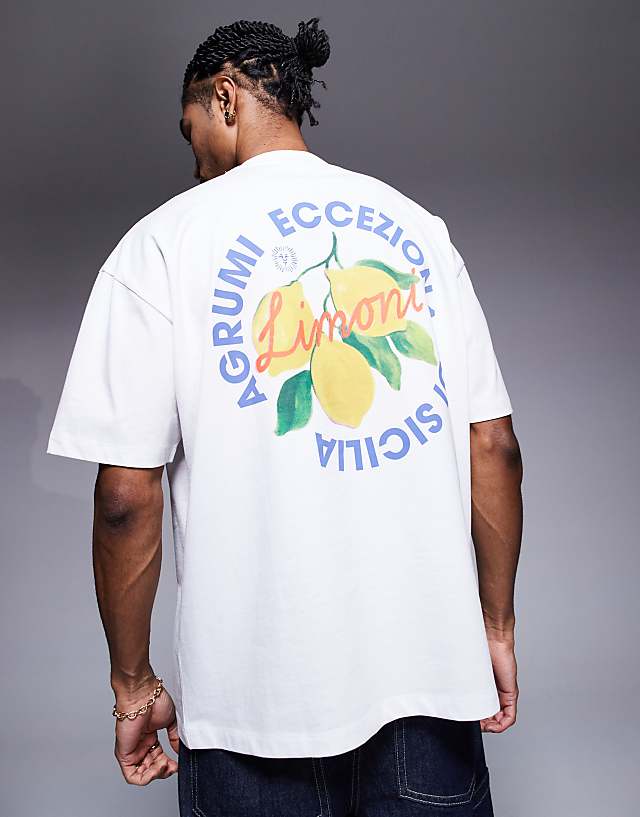asos ASOS DESIGN oversized t-shirt with fruit graphic in white