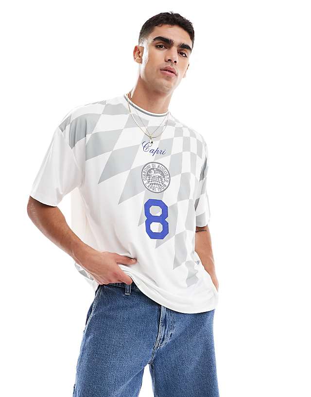 asos ASOS DESIGN oversized t-shirt with high build sports graphic in printed sports fabric