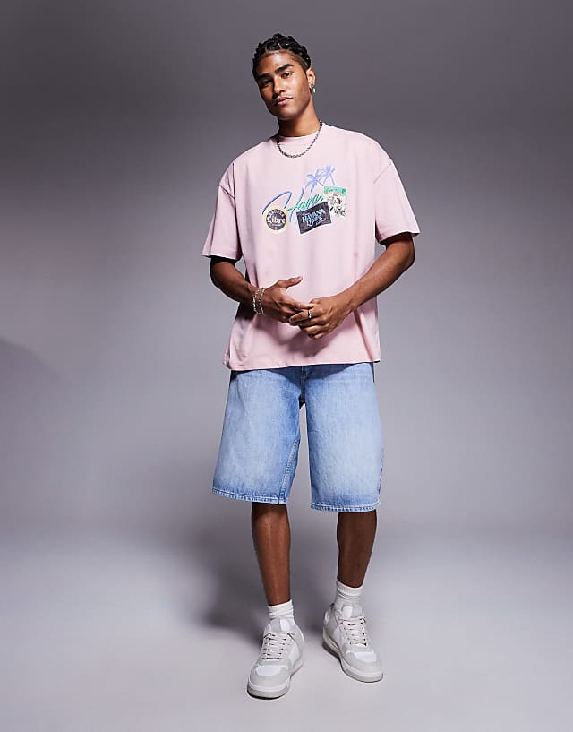 Asos ASOS DESIGN Oversized T-shirt With High Summer Graphic In Light Pink