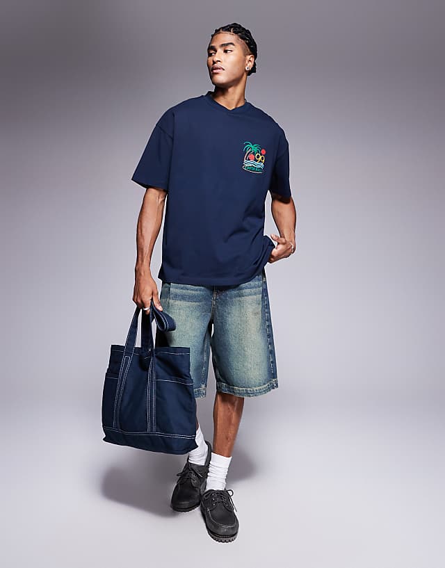 Asos ASOS DESIGN Oversized T-shirt With High Summer Graphic In Navy