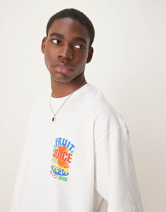 asos ASOS DESIGN oversized t-shirt with high summer graphic in white