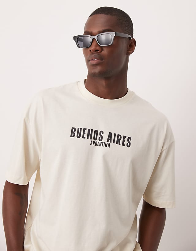 Asos ASOS DESIGN Oversized T-shirt With High Summer Graphic In Off-white