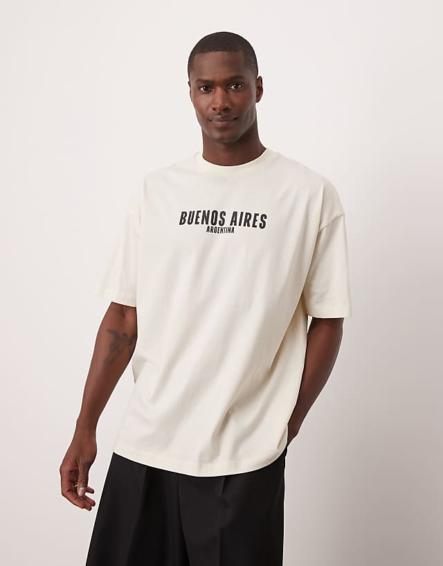 Asos ASOS DESIGN Oversized T-shirt With High Summer Graphic In Off-white