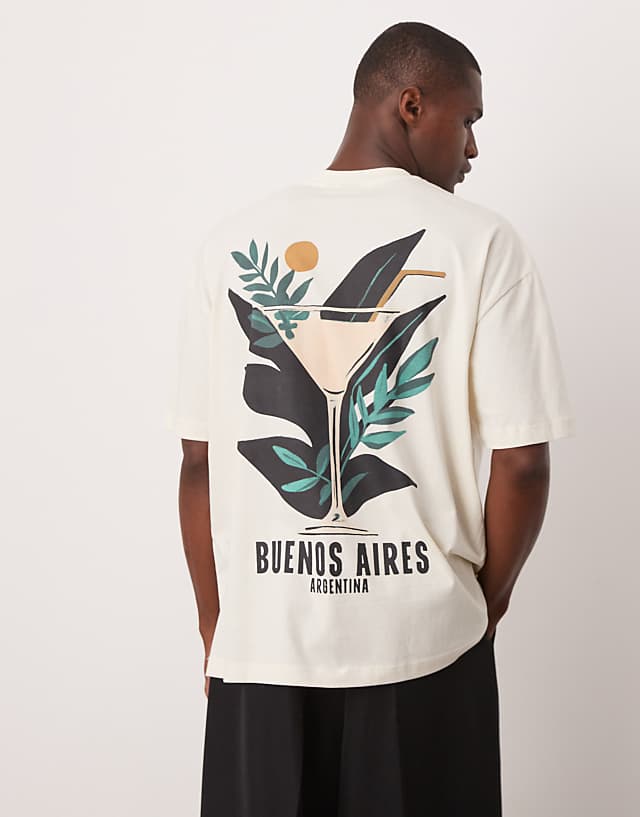 asos ASOS DESIGN oversized t-shirt with high summer graphic in off-white