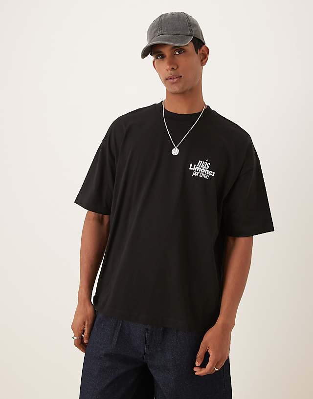 Asos ASOS DESIGN Oversized T-shirt With Lemon Print In Black
