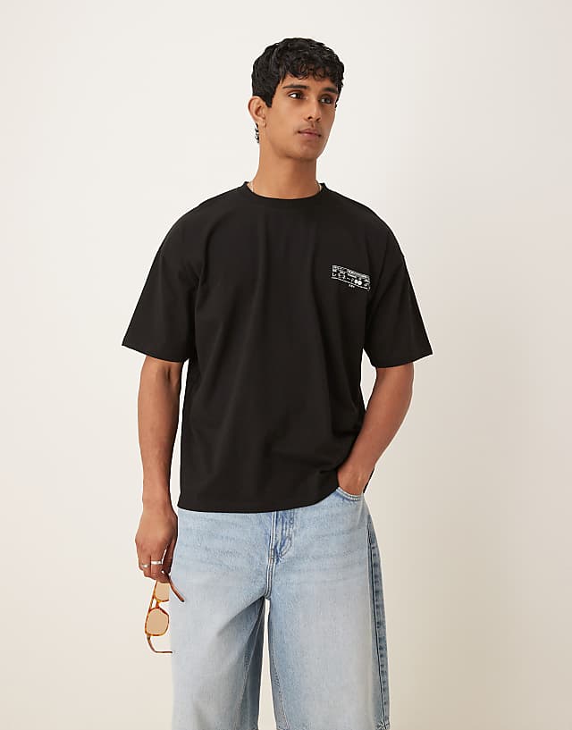 Asos ASOS DESIGN Oversized T-shirt With Lemon Print In Black